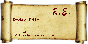 Roder Edit névjegykártya
